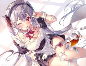 bandaid garter maid miwabe_sakura no_bra