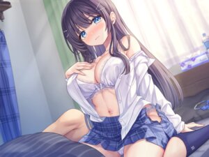 bra cameltoe open_shirt otosume_ruiko pantsu see_through seifuku skirt_lift