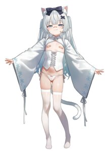 animal_ears asian_clothes bandaid breasts cameltoe corset eco_376124 loli nekomimi no_bra pantsu pasties string_panties tail thighhighs