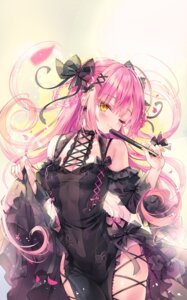 dress fishnets gothic_lolita lolita_fashion rubi-sama see_through skirt_lift