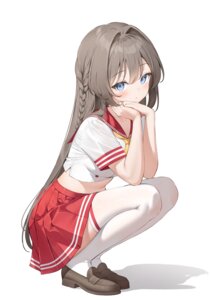 keibeam lochi's_character seifuku skirt_lift thighhighs