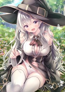 no_bra pantsu panty_pull ryo_(botsugo) string_panties thighhighs thong undressing witch
