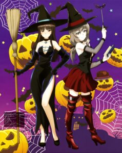 Rating: Questionable Score: 22 Tags: dress girls_und_panzer halloween heels itou_takeshi nishizumi_shiho no_bra shimada_chiyo thighhighs weapon witch User: drop