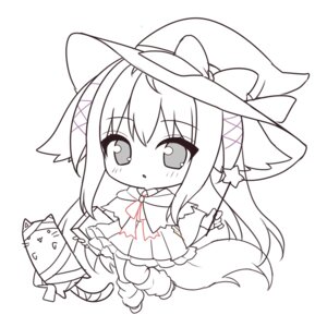 Rating: Safe Score: 7 Tags: animal_ears chibi inumimi lump_of_sugar moekibara_fumitake neko nursery_rhyme shikishima_krile sketch tail weapon witch User: k25c2yf