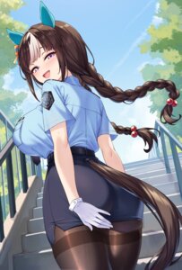 Rating: Questionable Score: 32 Tags: animal_ears hokko_tarumae_(umamusume) merufena pantsu pantyhose police_uniform see_through skirt_lift tail uma_musume_pretty_derby User: Arsy