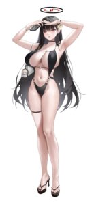 asuma_toki blue_archive chibi ebi_(ebimon0) garter halo heels swimsuits tsukatsuki_rio