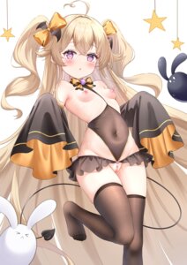 attilio_regolo_(azur_lane) azur_lane breasts loli nipples pussy qian_hen see_through swimsuits tail thighhighs uncensored