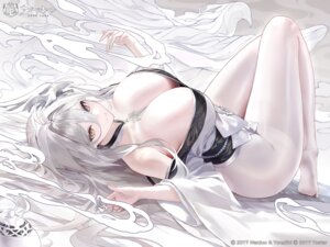 azur_lane hakuhou_(azur_lane) japanese_clothes no_bra open_shirt pantyhose tagme