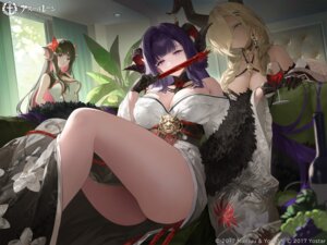 Rating: Questionable Score: 40 Tags: azuchi_(azur_lane) azur_lane horns kimono no_bra open_shirt owari_(azur_lane) skirt_lift suruga_(azur_lane) swd3e2 User: moonian