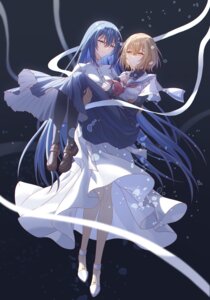 dress innoarukugyou oumi_shiori seifuku skirt_lift watashi_wo_tabetai_hitodenashi yaotose_hinako yuri