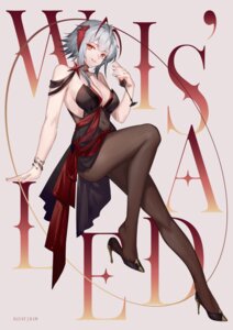 Rating: Questionable Score: 28 Tags: arknights dress heels hongbaise_raw horns no_bra pantyhose skirt_lift w_(arknights) User: Genex
