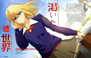 ayaka_sajou fate/strange_fake lin_jiahong megane pantyhose seifuku sweater tattoo