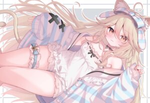 Rating: Safe Score: 31 Tags: animal_ears bloomers garter leafpie_zaurus nekomimi no_bra pajama tail vrchat User: Anonymous