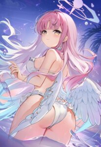 angel bikini blue_archive kita_(kitairoha) misono_mika see_through swimsuits thong wet wet_clothes wings