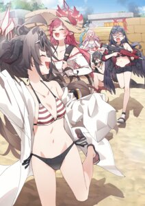 angel bikini blue_archive devil garter gun halo hanekawa_hasumi horns kinugawa_kasumi kusaka_shi loli megane misono_mika nakamasa_ichika open_shirt pointy_ears shimokura_megu swimsuits tail wings