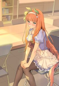 animal_ears emyo pantyhose seifuku silence_suzuka_(umamusume) tail uma_musume_pretty_derby