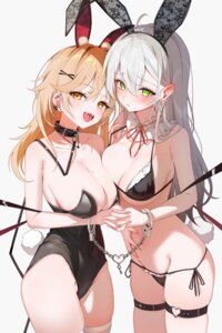 Rating: Questionable Score: 55 Tags: animal_ears artist_revision bikini bunny_ears bunny_girl garter no_bra sikimosh swimsuits symmetrical_docking tail thighhighs User: Anonymous