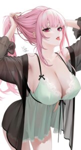 erect_nipples hololive hololive_english lingerie mori_calliope no_bra nopan oikomia see_through