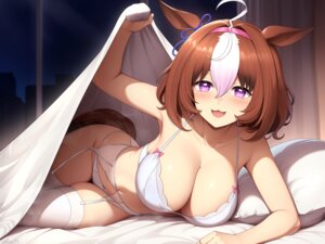 Rating: Questionable Score: 48 Tags: animal_ears bra garter_belt lingerie meisho_doto_(umamusume) pantsu sheets stockings tail thighhighs uma_musume_pretty_derby yisusjpl User: VigorousMMM