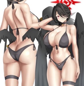 angel ass bikini blue_archive cyka garter hanekawa_hasumi swimsuits wet wings