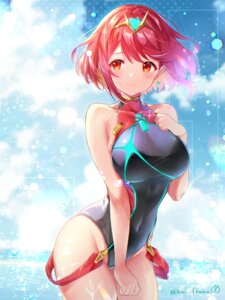homura_(xenoblade_2) swimsuits ui_frara wet xenoblade_(series) xenoblade_2