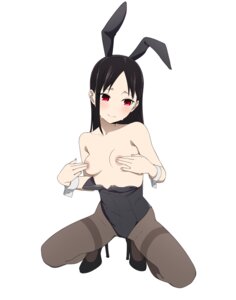 animal_ears areola breast_hold breasts bunny_ears bunny_girl coro_fae heels kaguya-sama_wa_kokurasetai_~tensai-tachi_no_renai_zunousen~ no_bra pantyhose shinomiya_kaguya