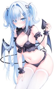 bra devil hiiragi_(hr_ccr) lingerie pantsu tail thighhighs wet wings