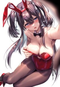 amakano_3 animal_ears breast_hold bunny_ears bunny_girl no_bra ootori_sayumi pantyhose piromizu tail wet