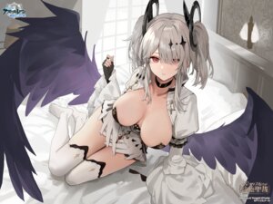 atelier-mer azur_lane hidulume horns joffre_(azur_lane) no_bra thighhighs wings