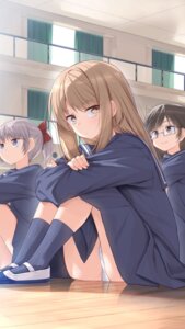 ina_(inadahime) megane pantsu seifuku skirt_lift wardrobe_malfunction