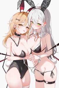 animal_ears bikini bunny_ears bunny_girl garter no_bra sikimosh swimsuits symmetrical_docking tail thighhighs