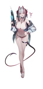 Rating: Questionable Score: 40 Tags: arknights bikini garter gun horns ness_(pjw0168) open_shirt swimsuits tail w_(arknights) wet User: Genex