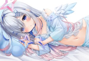 amane_kanata angel hololive lingerie pajama see_through wings yukikawa_sara