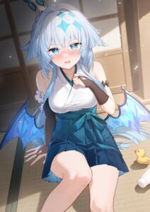 cerydra honkai:_star_rail japanese_clothes shrimp_cake skirt_lift wings