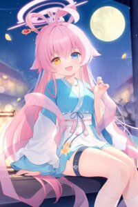 asian_clothes blue_archive garter halo heterochromia ice_(ice) takanashi_hoshino