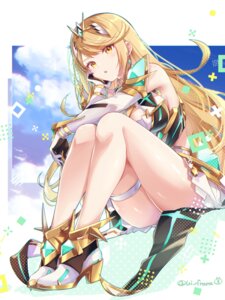 dress garter heels hikari_(xenoblade_2) skirt_lift ui_frara xenoblade_(series) xenoblade_2
