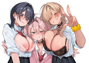 areola bra lingerie nekomugiharu open_shirt seifuku sweater wet