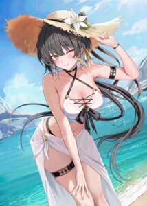 bikini female_rover garter ru_zhai see_through swimsuits wet wuthering_waves