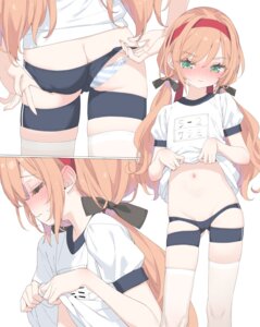 ass buruma cameltoe gym_uniform kani_biimu loli minazuki_sarami pantsu shimapan shirt_lift thighhighs undressing