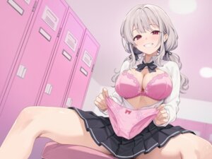 bra kurpamin open_shirt pantsu seifuku skirt_lift