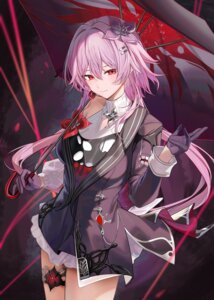 garter honkai:_star_rail march_7th ru_zhai torn_clothes umbrella