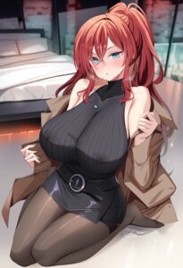 erect_nipples no_bra pantyhose sansyoku_amido. see_through sweater undressing wet