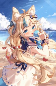 Rating: Safe Score: 1 Tags: animal_ears indie_virtual_youtuber kuri_(animejpholic) nekomimi sameko_saba seifuku User: whitespace1
