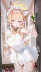 animal_ears blue_archive chie_(user_snfh8333) garter halo iochi_mari maid naked_apron nekomimi