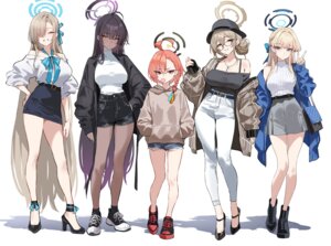 asuma_toki blue_archive halo heels ichinose_asuna kakudate_karin megane mikamo_neru murokasa_akane no_bra shigure sweater torn_clothes
