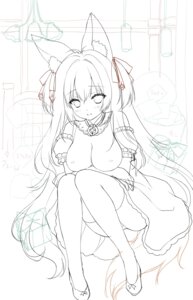 Rating: Questionable Score: 6 Tags: animal_ears arcana_alchemia breast_hold breasts dress fine_(arcana_alchemia) kitsune lump_of_sugar moekibara_fumitake nipples no_bra pantsu sketch skirt_lift tail thighhighs User: k25c2yf