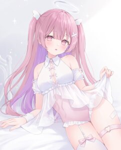 garter halo indie_virtual_youtuber lingerie see_through shano_hiyori stockings thighhighs