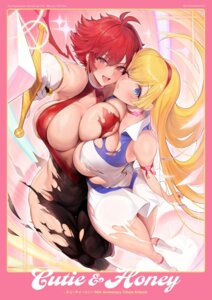 blue_gk bodysuit cutie_honey dress kisaragi_honey no_bra nopan sword torn_clothes