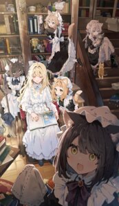 animal_ears bloomers dress ikeuchi_tanuma maid neko nekomimi pantyhose skirt_lift tail