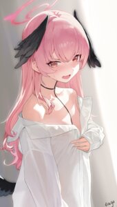 angel blue_archive dress_shirt liago loli no_bra open_shirt shimoe_koharu wings